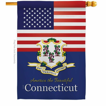 GUARDERIA 28 x 40 in. USA Connecticut American State Vertical House Flag with Double-Sided Banner Garden GU3907280